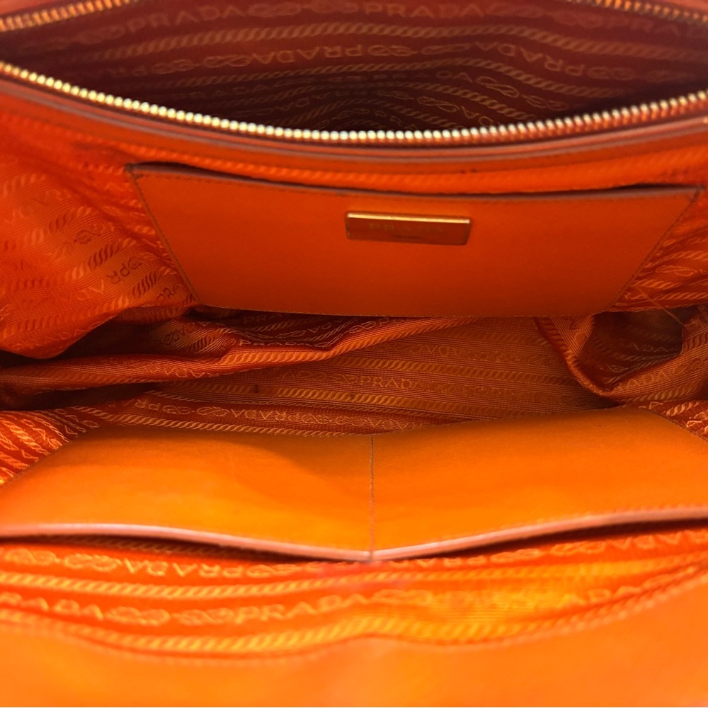 Authentic Prada BN2274 Saffiano Large Tote Papaya Orange Gold Hardware - Picture 6 of 12